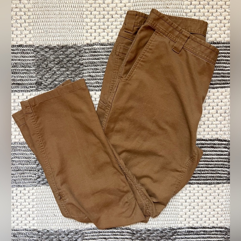 LIVSN Men's 36x30L Orange/Brown Flex Canvas Work Pants Durable Outdoor Utility